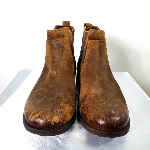 UGG Bonham II Chelsea Ankle Boots Brown Distressed PullOn Shearling Lined - Picture 2 of 11